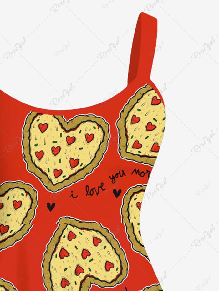 Gothic Plus Size Heart Pizza Letters Print A Line Tank Dress