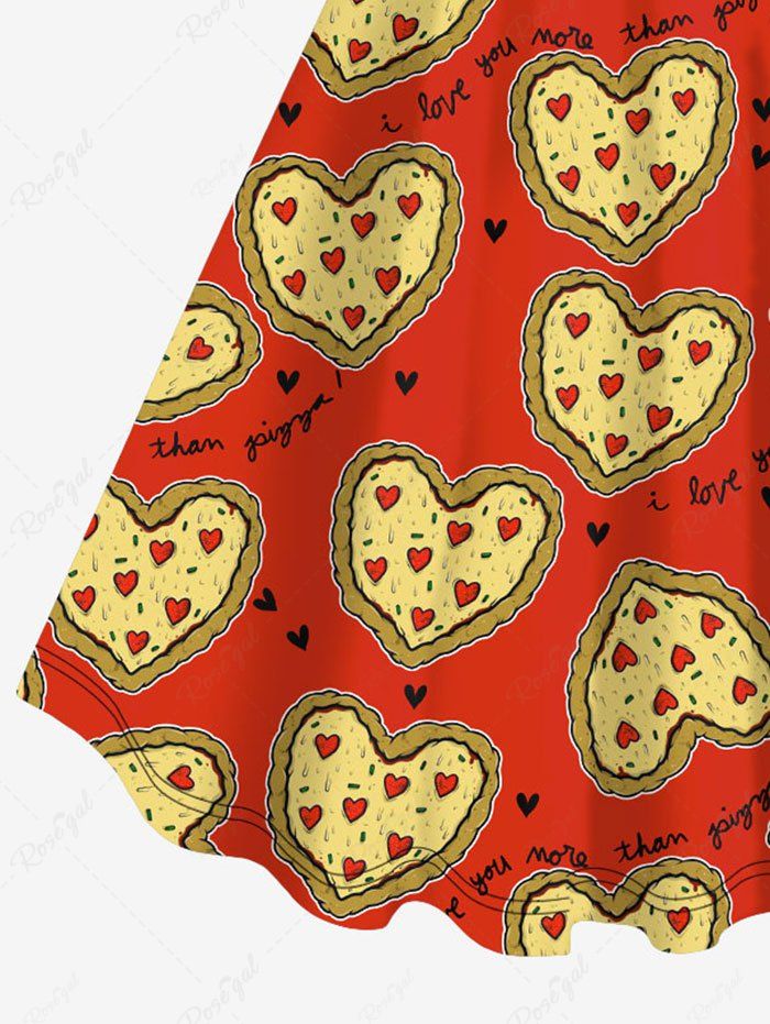 Gothic Plus Size Heart Pizza Letters Print A Line Tank Dress