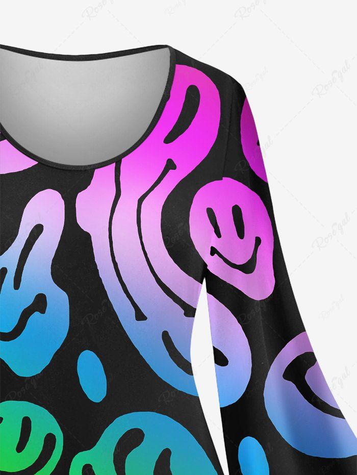 Gothic Plus Size Flare Sleeves Colorful Ombre Skulls Print A Line Dress