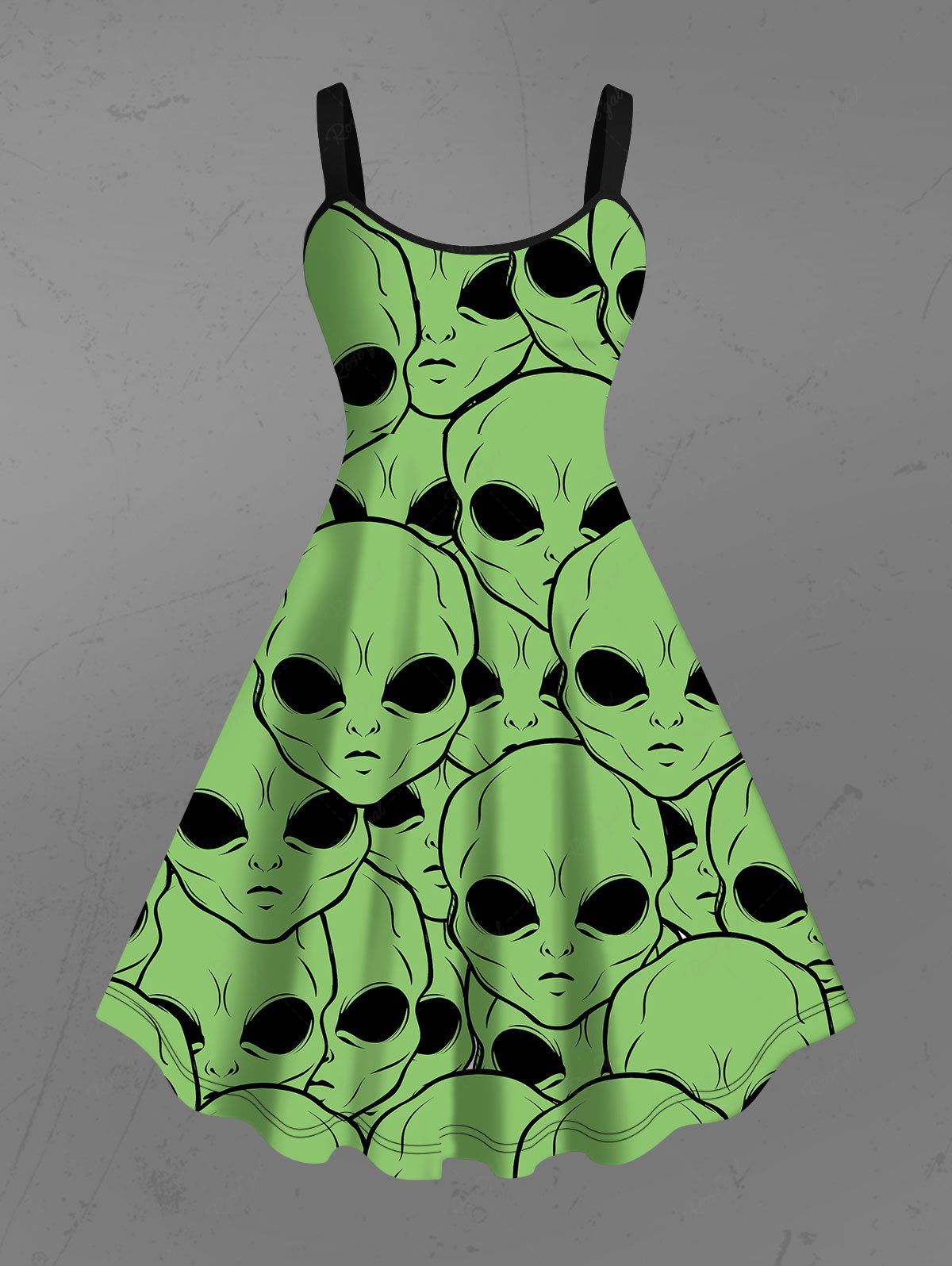 Gothic Alien Skulls Print Tank Dress