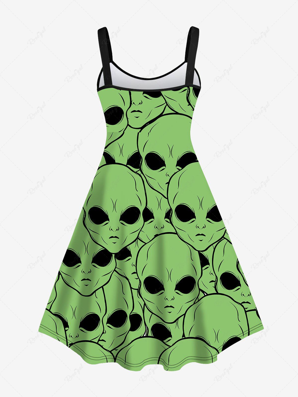 Gothic Alien Skulls Print Tank Dress