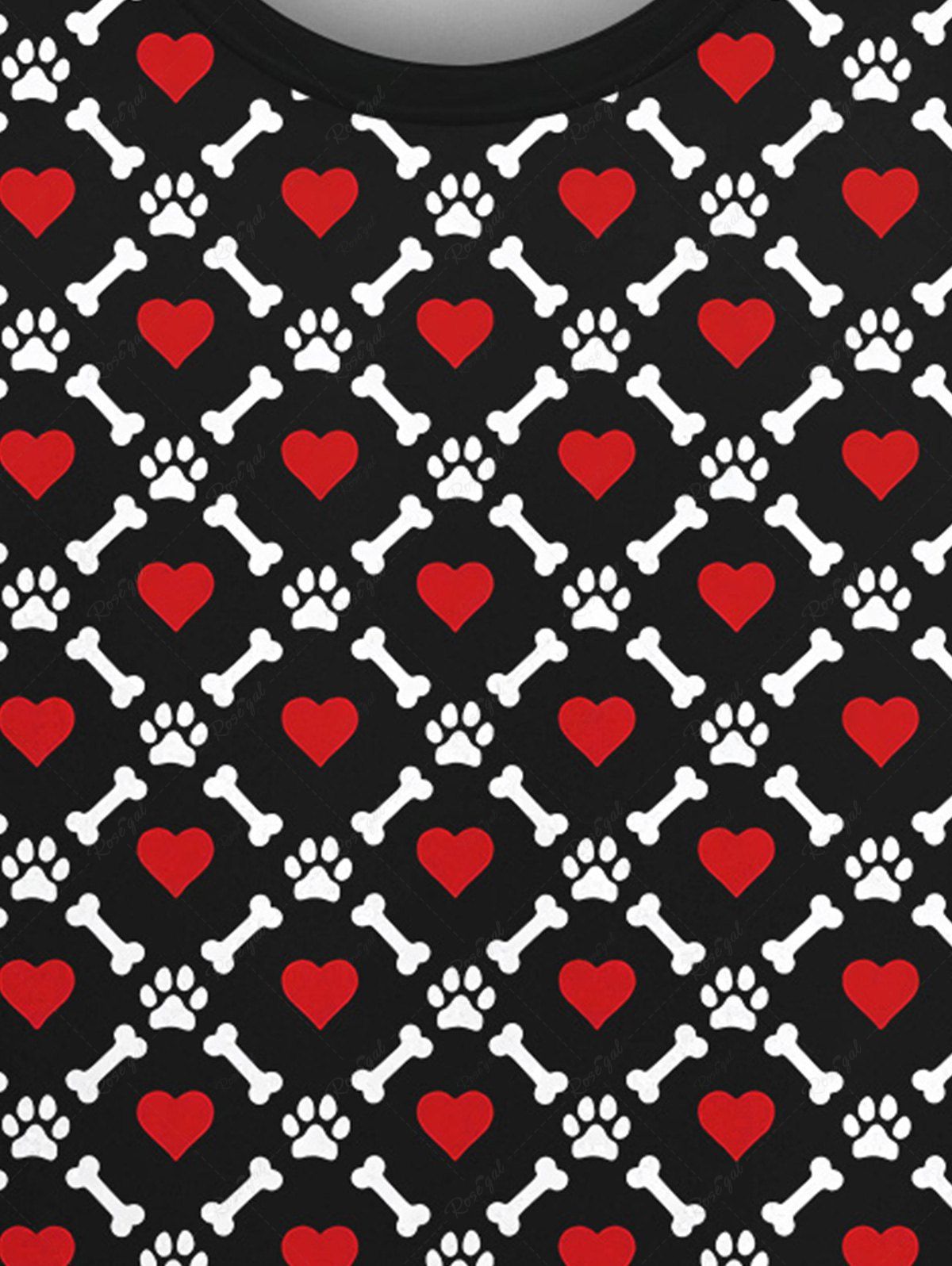 Gothic Valentine's Day Skeleton Heart Cat Feet Print Crew Neck Sweatshirt For Men