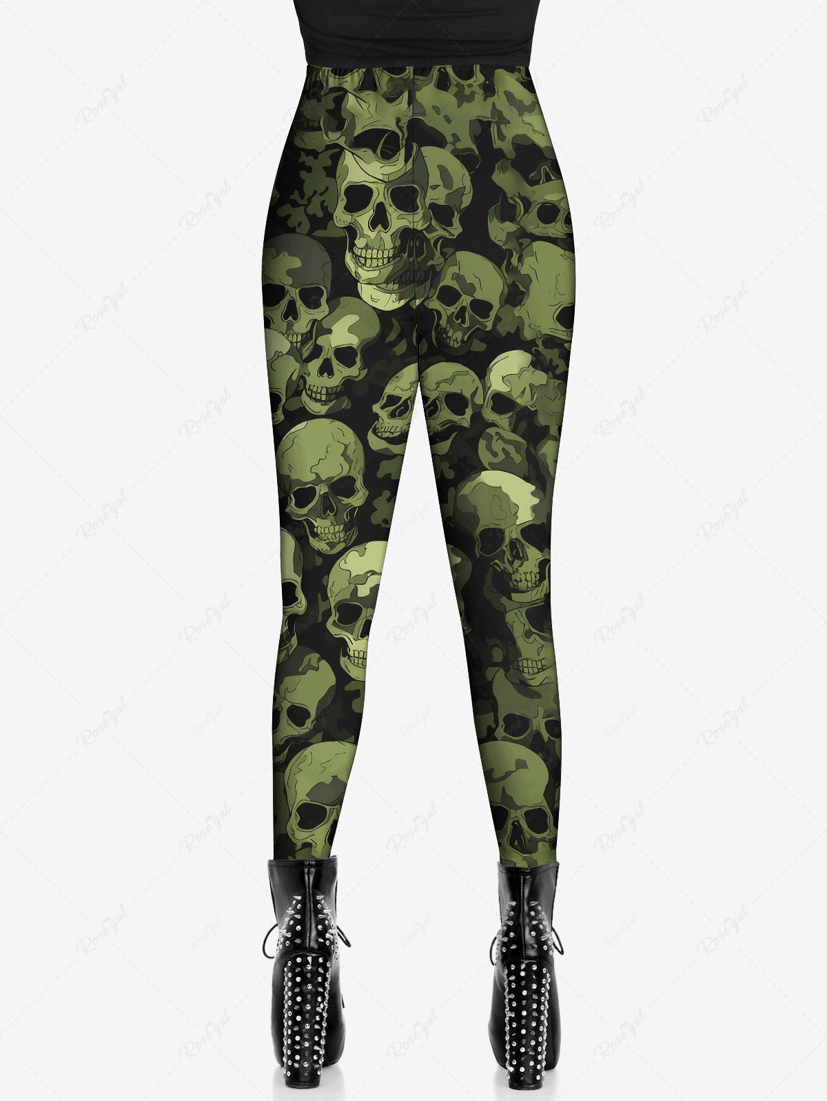 Gothic Plus Size 3D Skulls Print Skinny Leggings