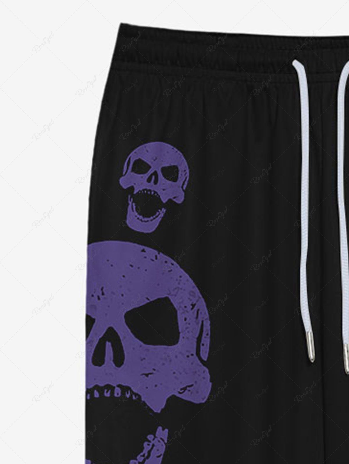 Gothic Skulls Print Pockets Drawstring Jogger Pants For Men
