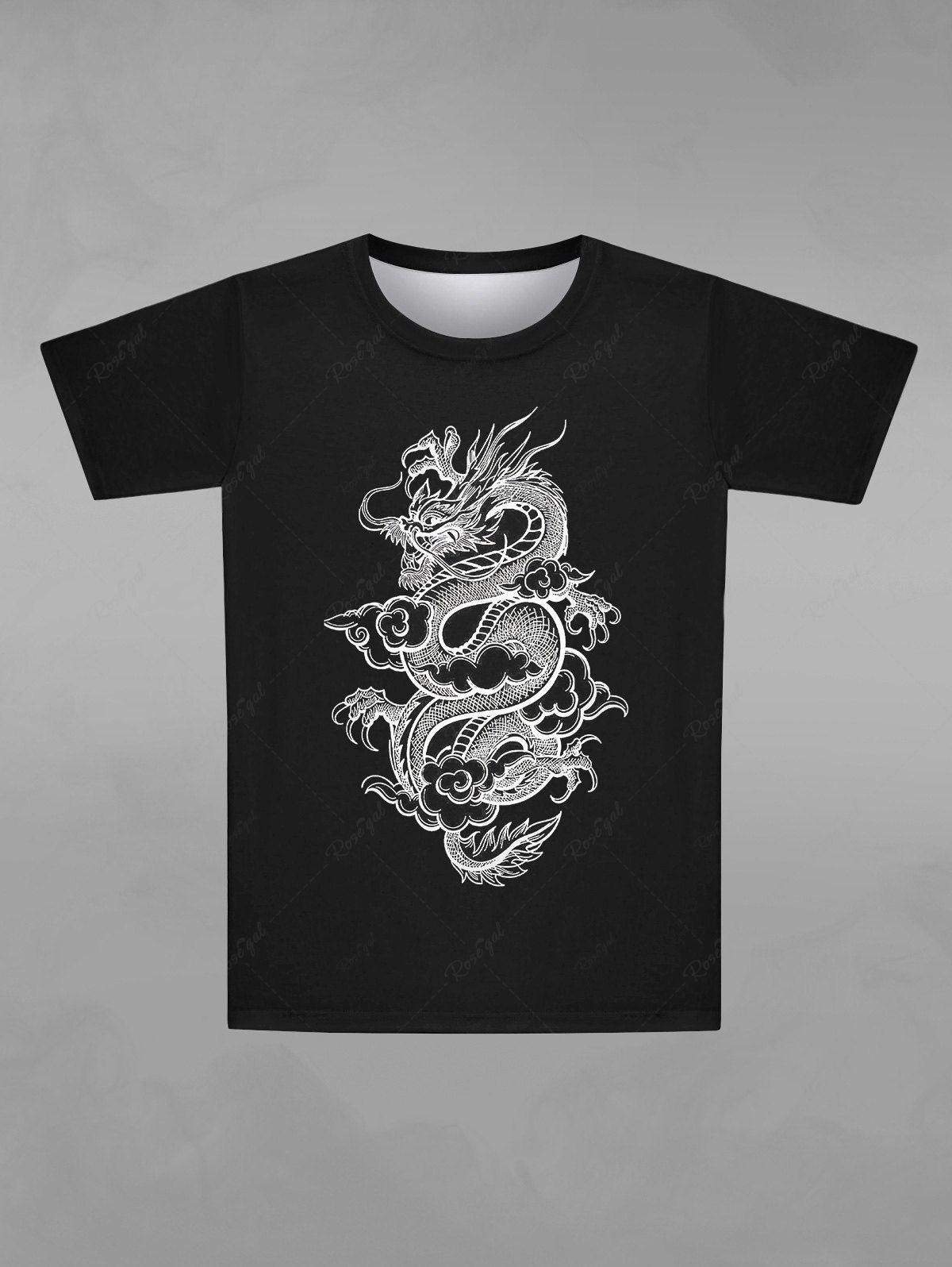 Gothic Plus Size Dragon Cloud Print Short Sleeves T-shirt For Men