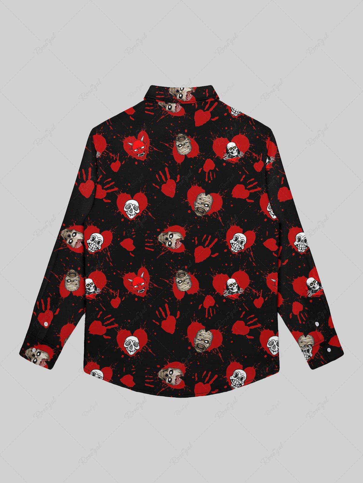 skull print button down shirt