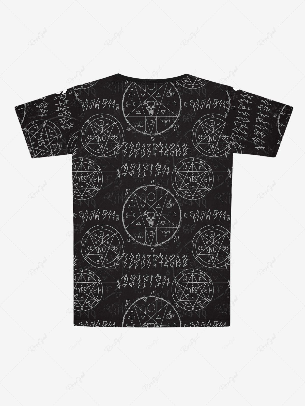 Gothic Plus Size Skeleton Constellation Print Short Sleeves T-shirt For Men