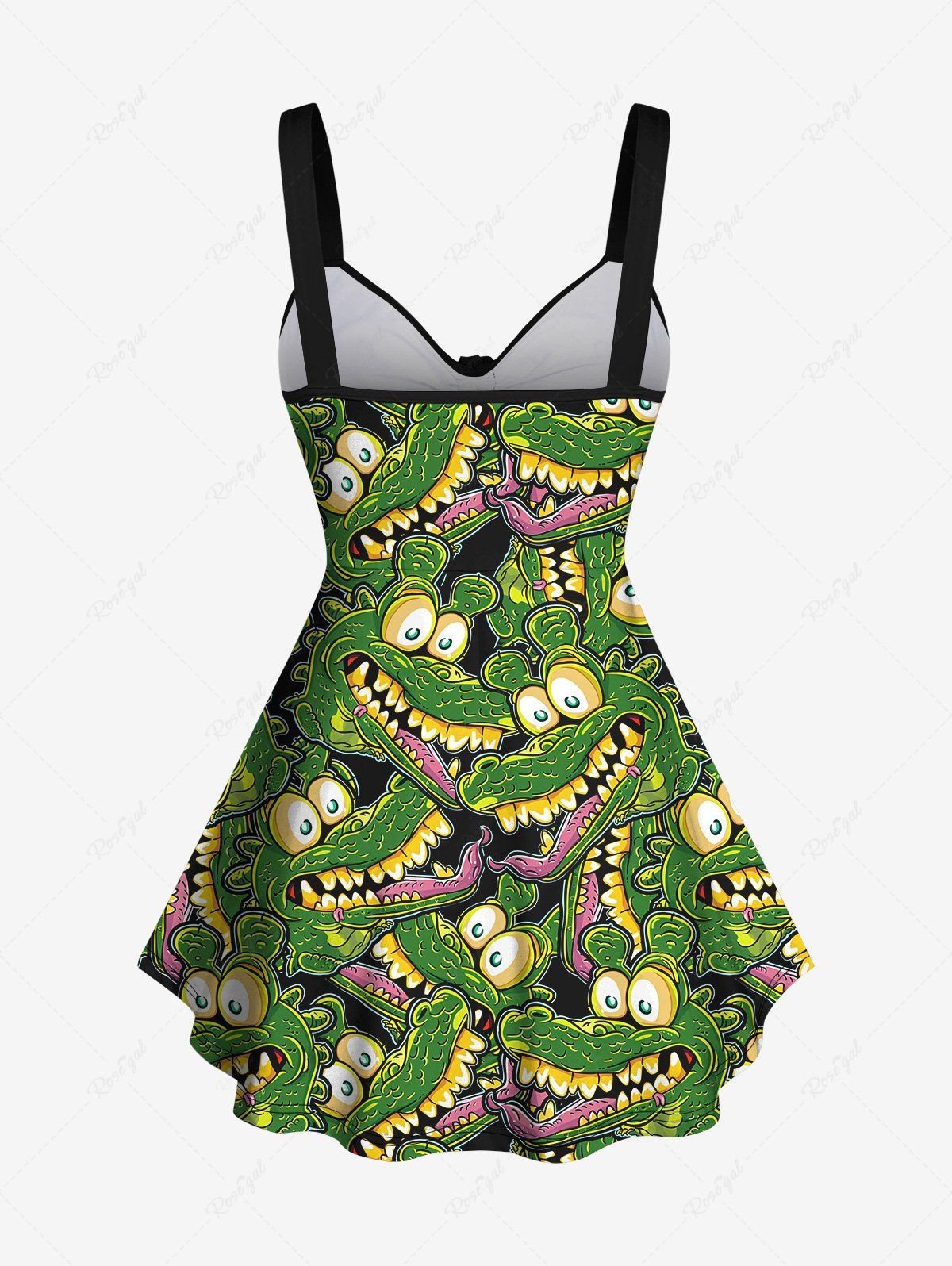 Gothic Plus Size Cute Crocodile Print Cinched Backless Tank Top