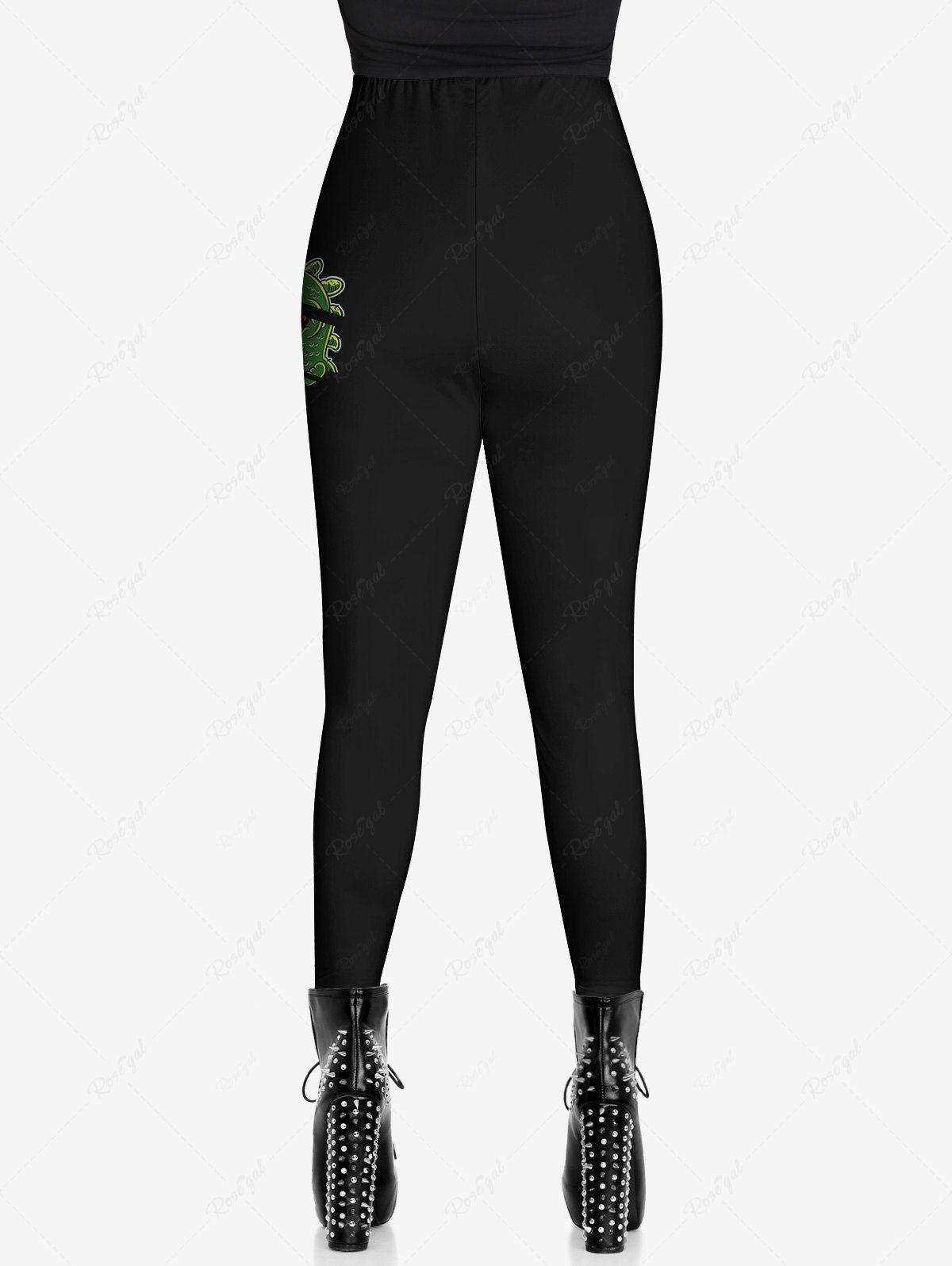 Gothic Plus Size 3D Ripped Crocodile Print Skinny Leggings