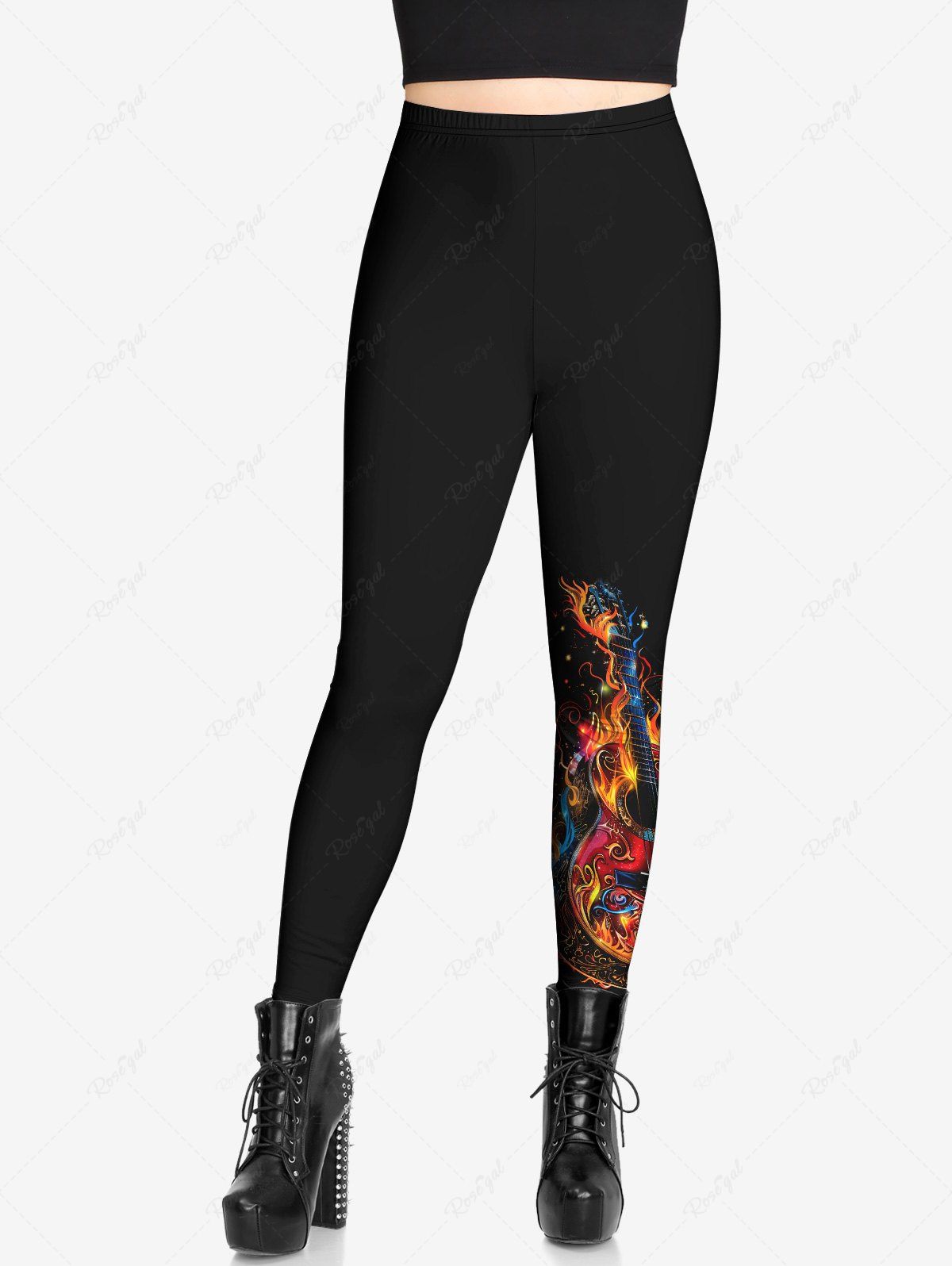 Gothic Colorful Fire Guitar Galaxy Print Skinny Leggings – Rgothic