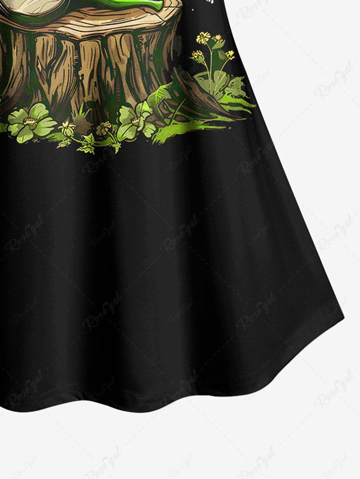 Gothic Plus Size Raglan Sleeves Frog Butterfly Flower Galaxy Guitar Player Print T-shirt