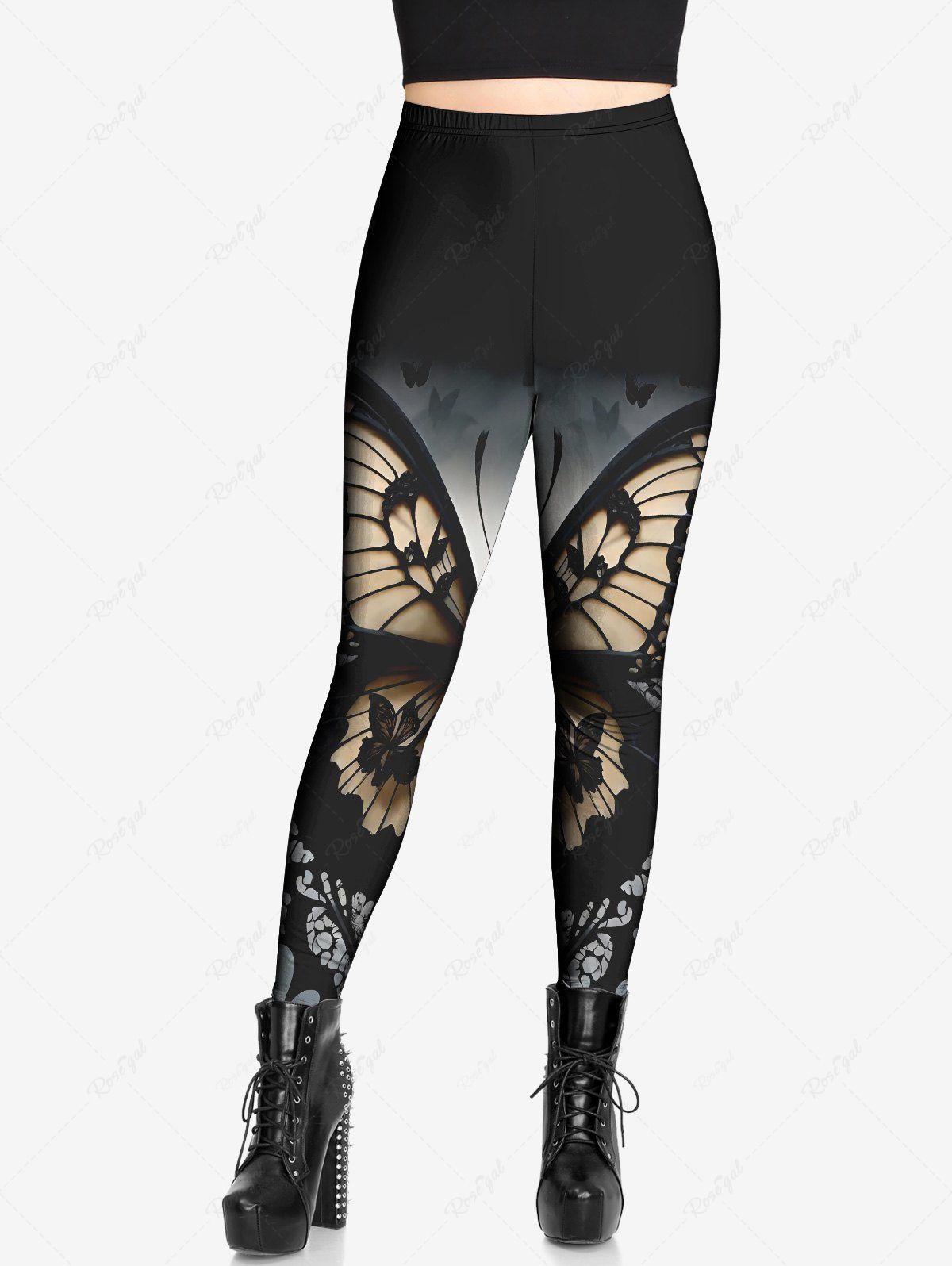 Gothic Plus Size Ombre Butterfly Galaxy Print Skinny Leggings