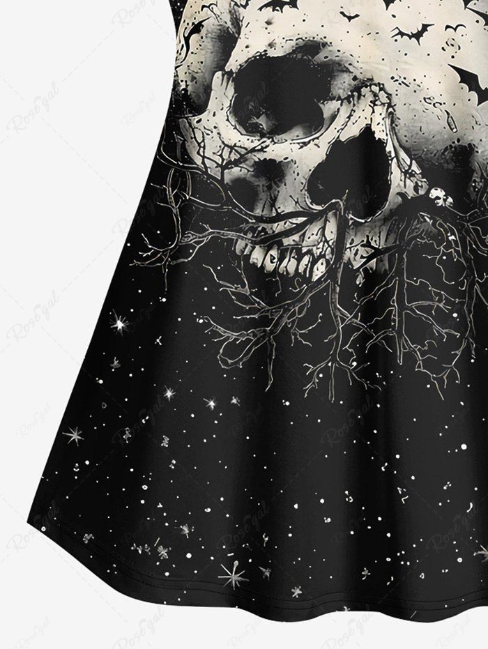 Gothic Plus Size Skull Branch Galaxy Print Cami Top(Adjustable Shoulder Strap)