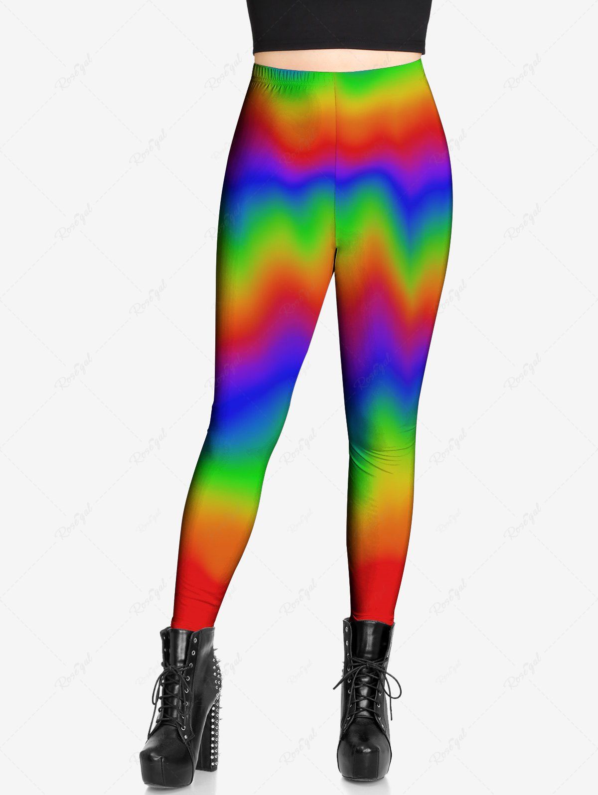 Gothic Plus Size Ombre Color Print Skinny Leggings