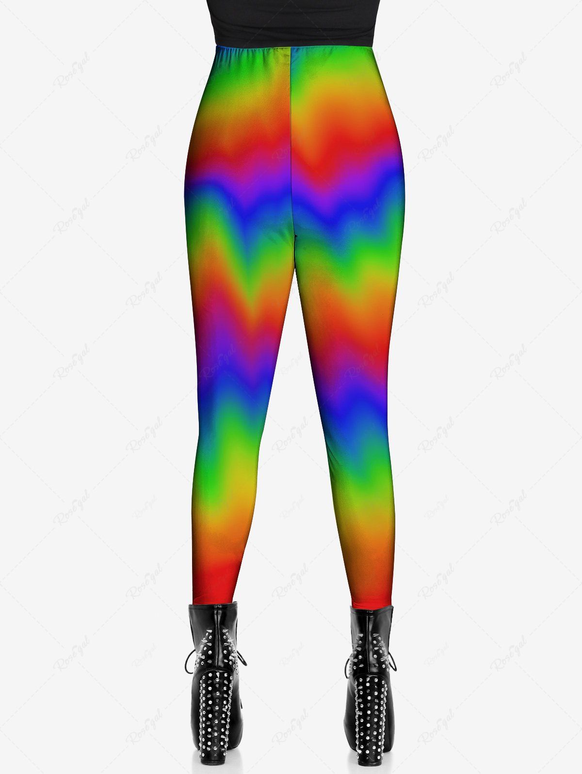 Gothic Plus Size Ombre Color Print Skinny Leggings