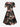 Gothic Plus Size Paint Rose Flower Print Cinched A Line Dress