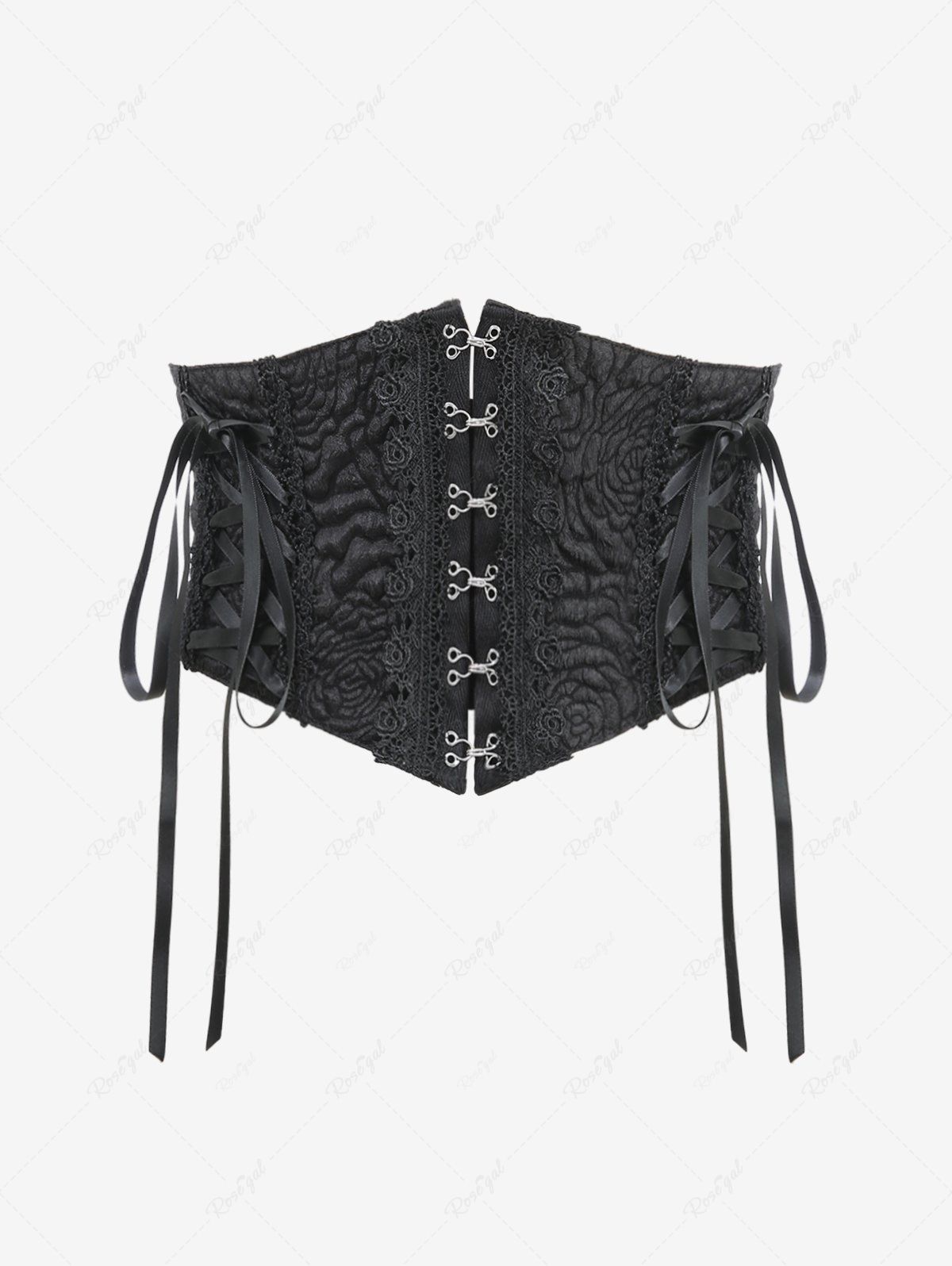 Gothic Rose Flower Lace Trim Grommets Lace-up Corset