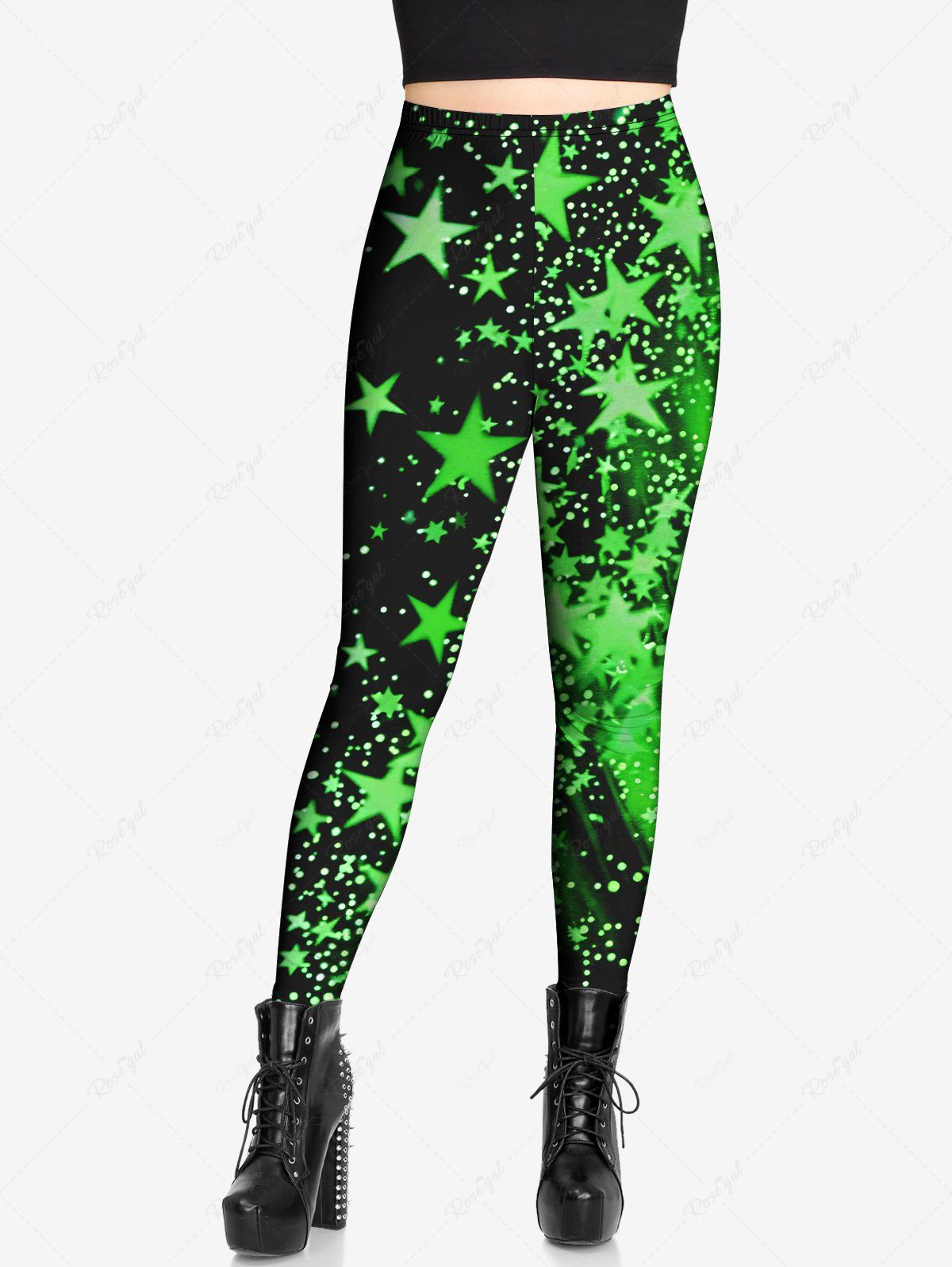 Gothic Glitter Stars Comet Print Skinny Leggings