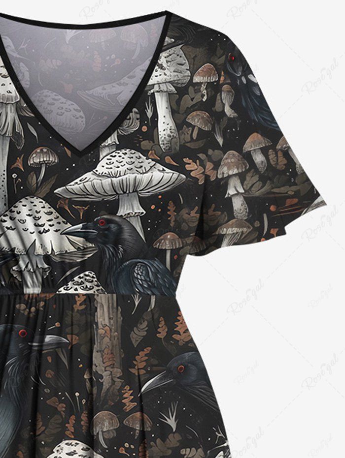 Gothic Mushroom Eagle Print Split Pocket A Line Dress
