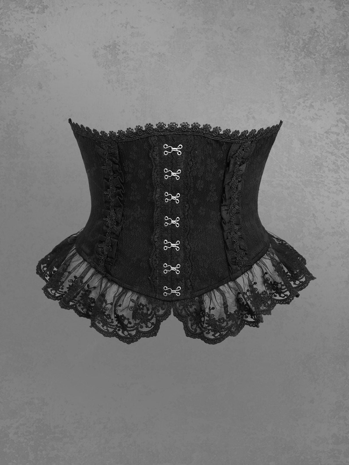 Gothic Plus Size Flower Rose Lace Trim Lace-up Ruffles Halloween Corset