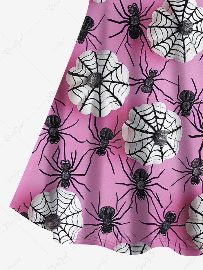 Gothic Spider Web Print Crisscross A Line Cami Dress