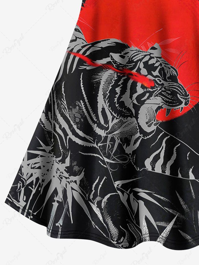 Gothic Bamboo Tiger Sun Print Crisscross A Line Cami Dress