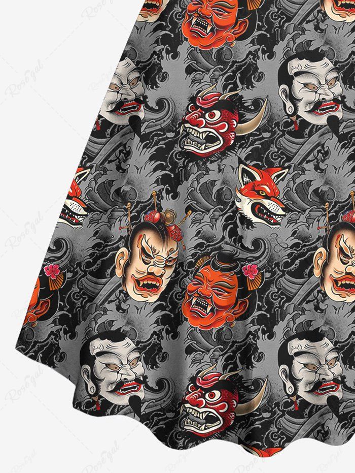 Gothic Plus Size Fox Monster Mask Print A Line Tank Dress