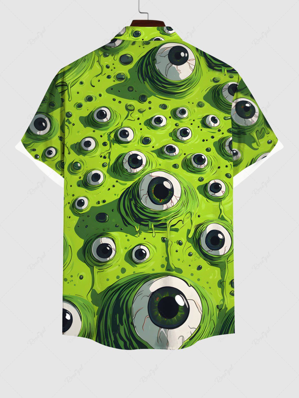 Gothic Plus Size 3D Eye Print Button Pocket Shirt For Men