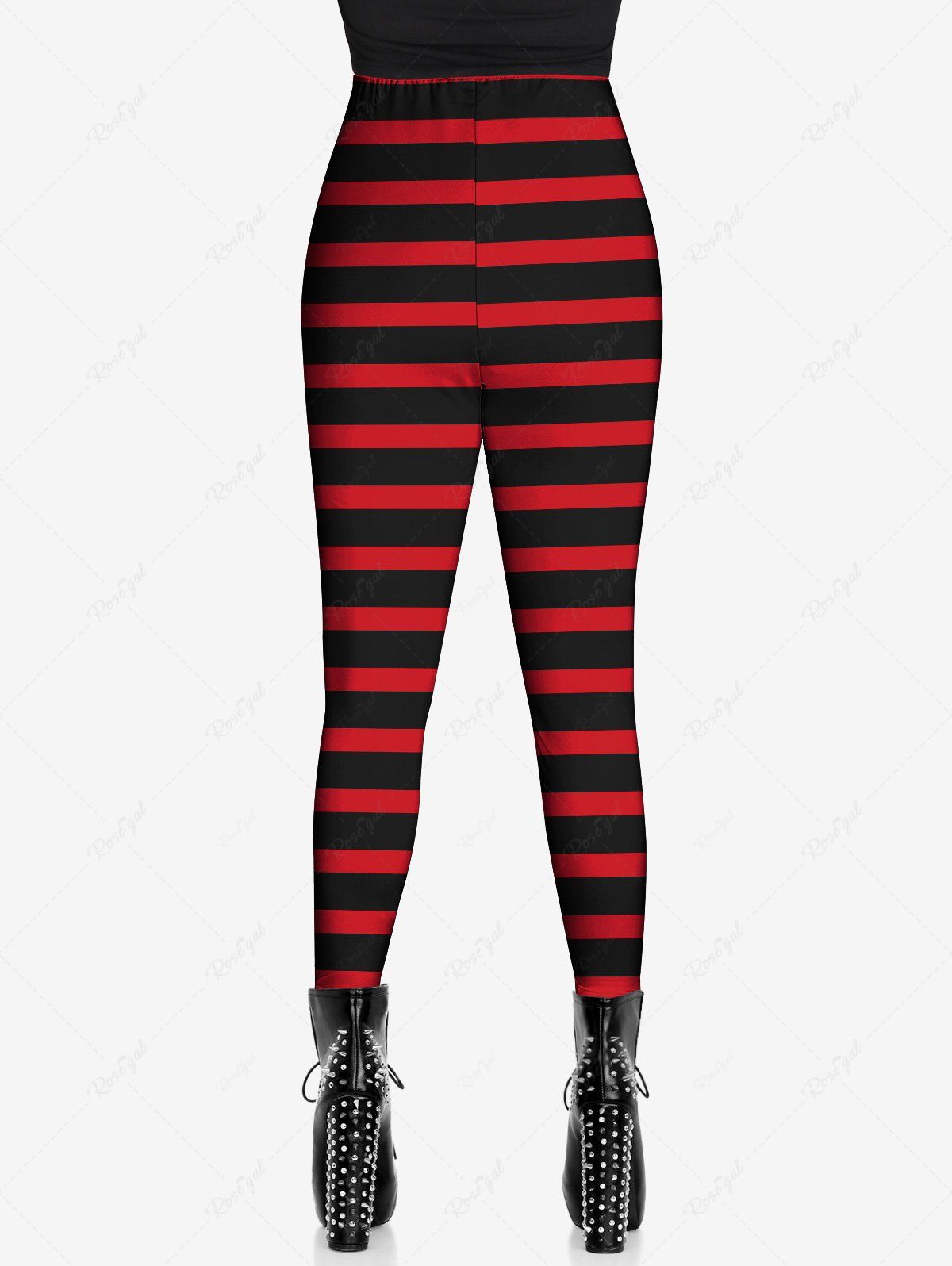 Gothic Plus Size Striped Print Skinny Leggings