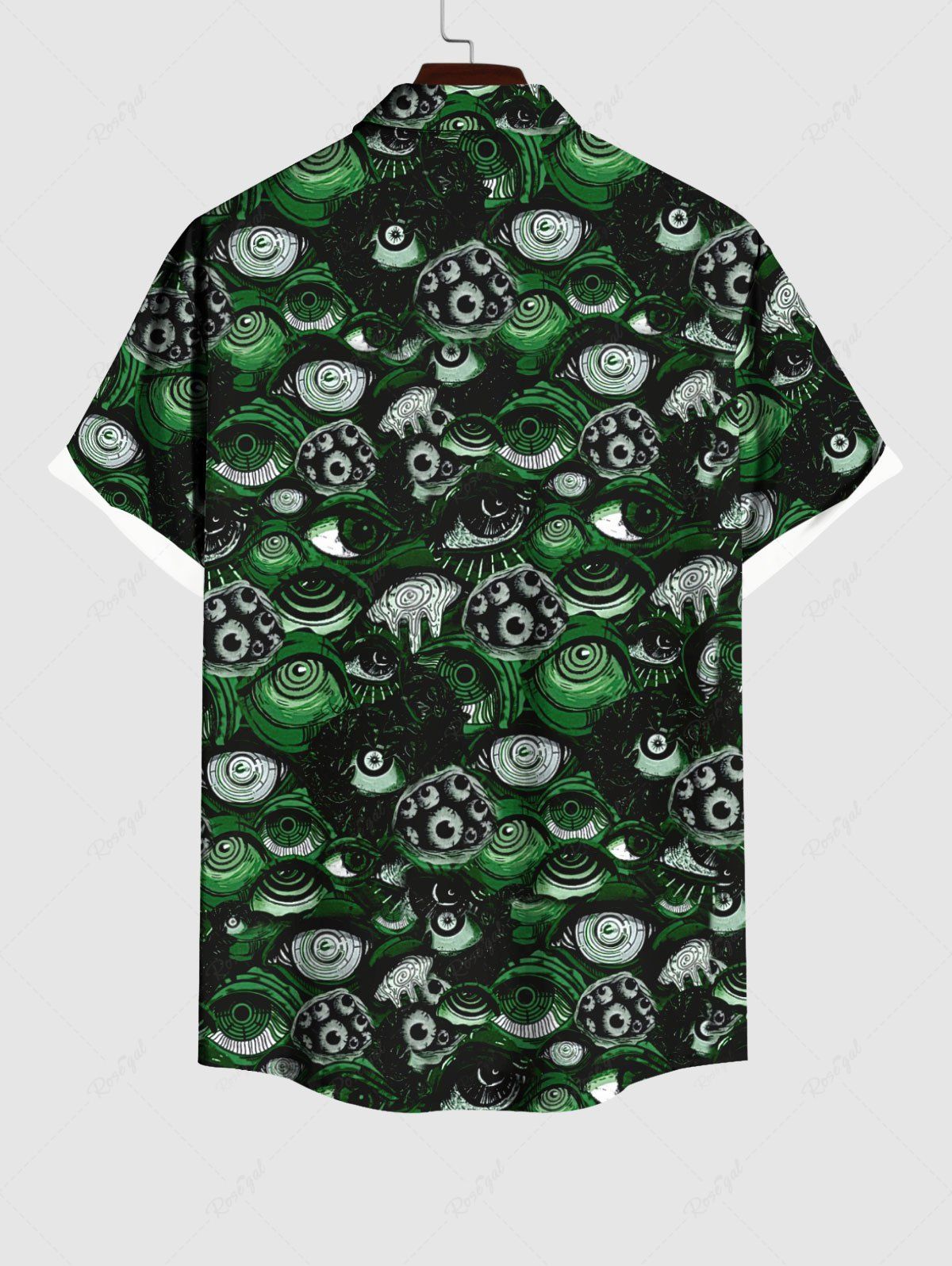 Gothic Plus Size Monster's Eyes Print Buttons Pocket Shirt For Men