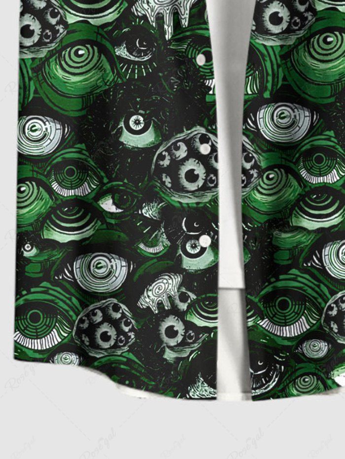 Gothic Plus Size Monster's Eyes Print Buttons Pocket Shirt For Men