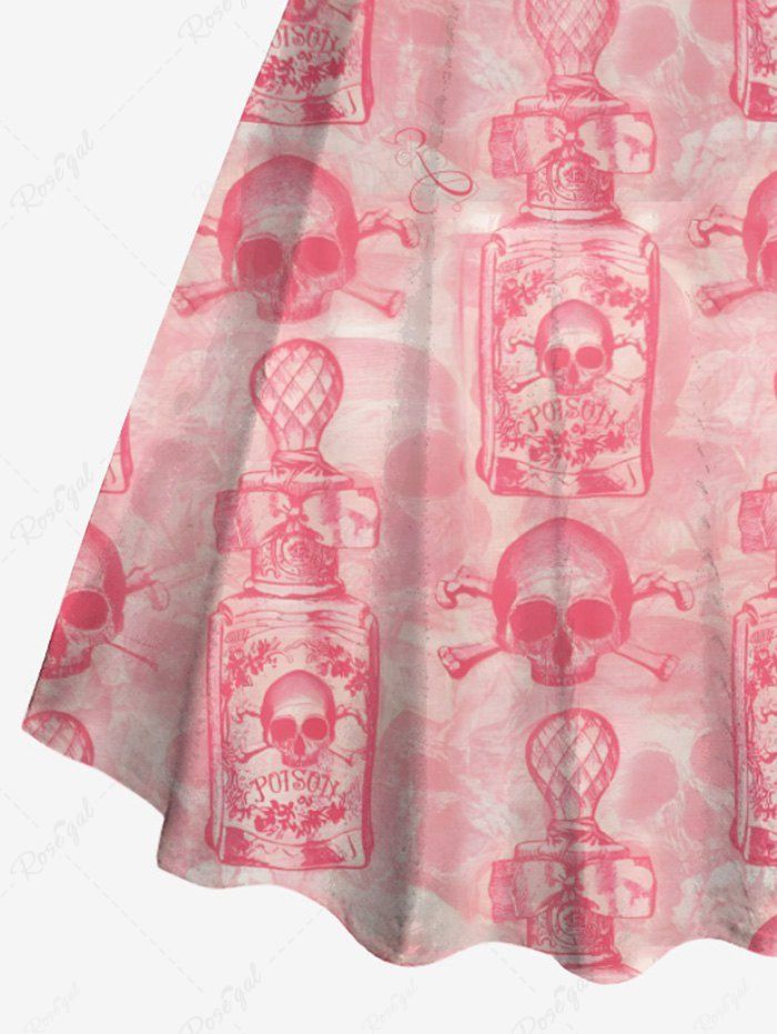 Gothic Plus Size Skull Wine Bottle Print Halloween Costume Ombre A Line Tank Dress