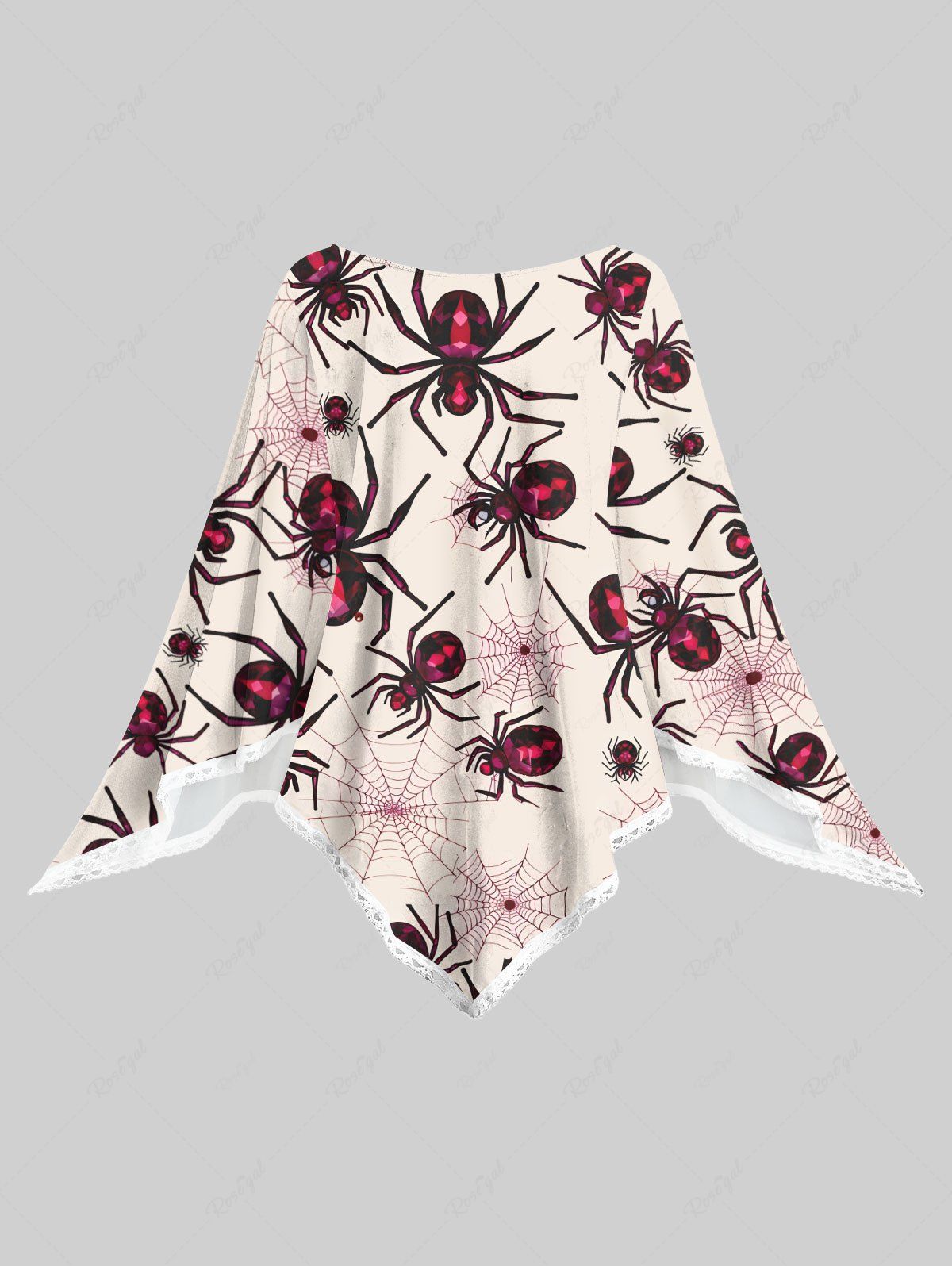 Gothic Plus Size Spider and Spider-web Print Halloween Asymmetric Pullover Cape Cloak