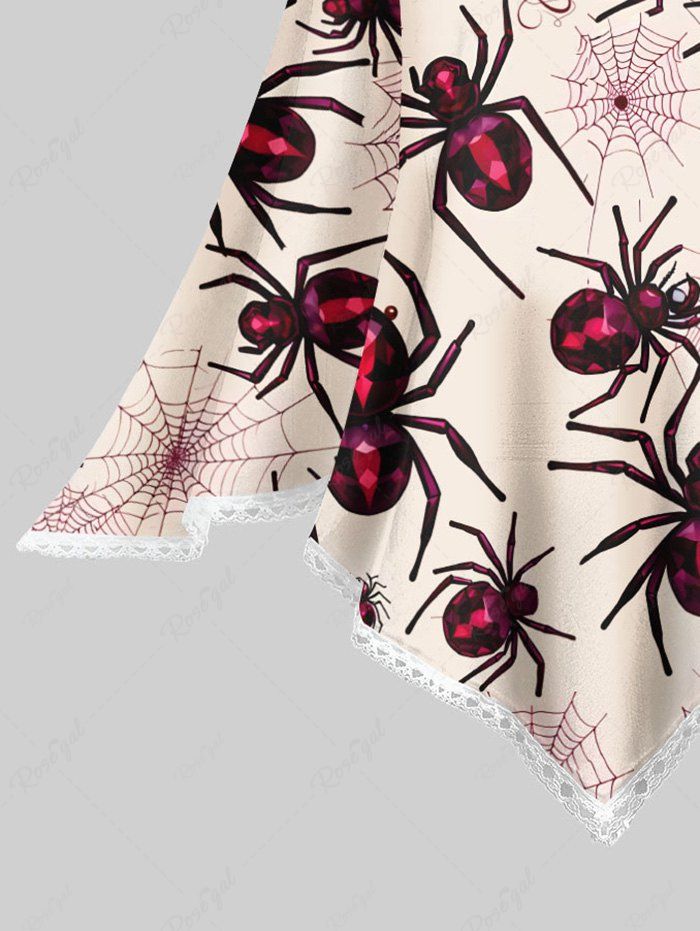 Gothic Plus Size Spider and Spider-web Print Halloween Asymmetric Pullover Cape Cloak