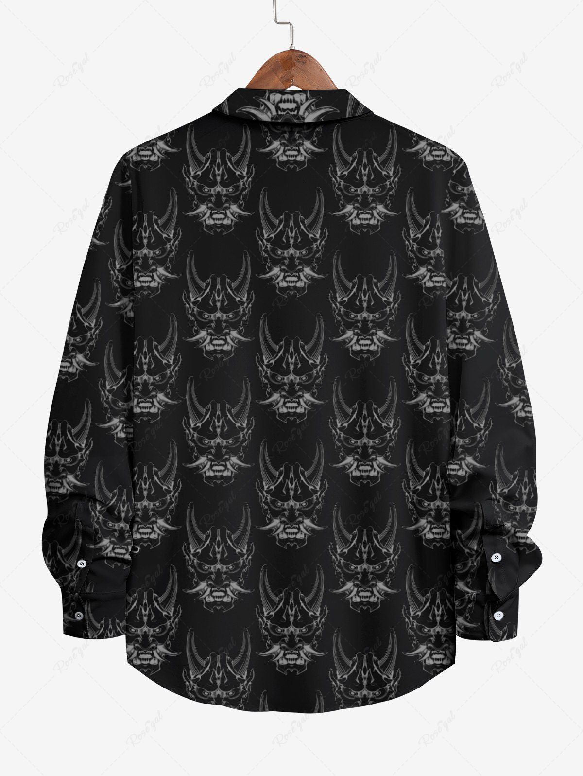 Gothic Plus Size Dragon Head Print Button Long Sleeves Shirt For Men