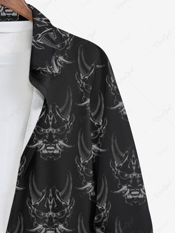 Gothic Plus Size Dragon Head Print Button Long Sleeves Shirt For Men