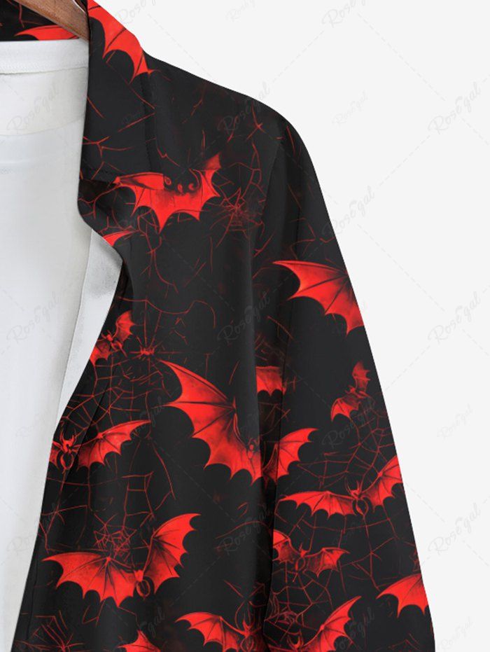 Gothic Plus Size Ombre Bat Print Halloween Button Long Sleeves Shirt For Men