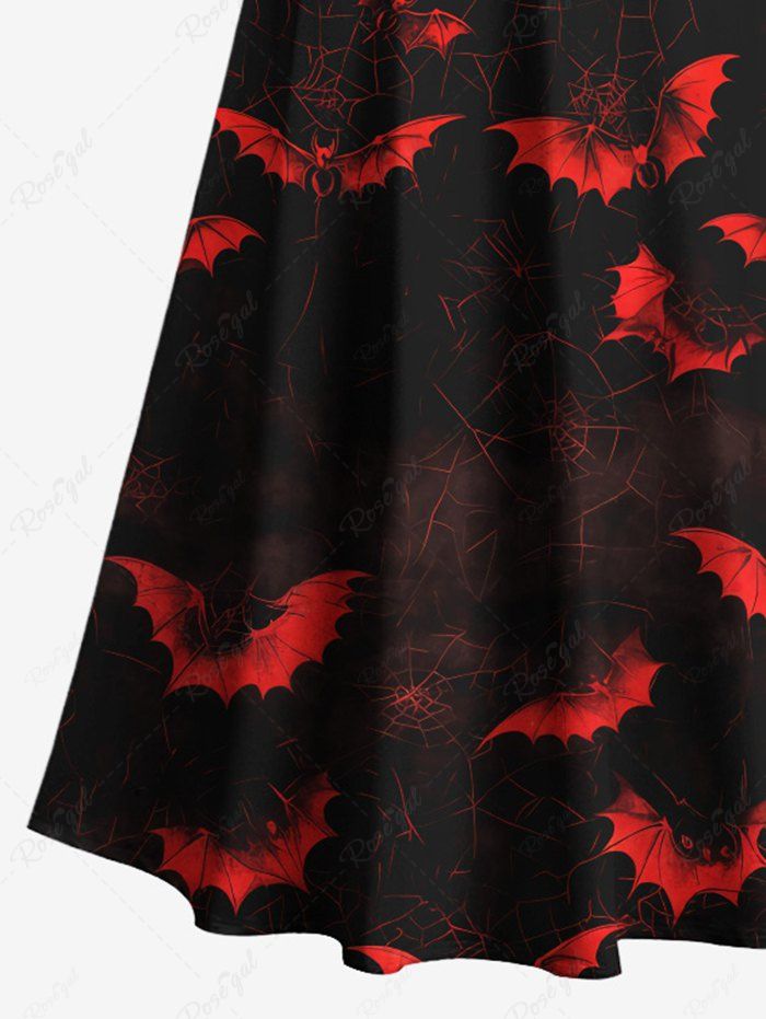 Gothic Plus Size Ombre Bat Print Halloween Costume Crisscross A Line Maxi Dress