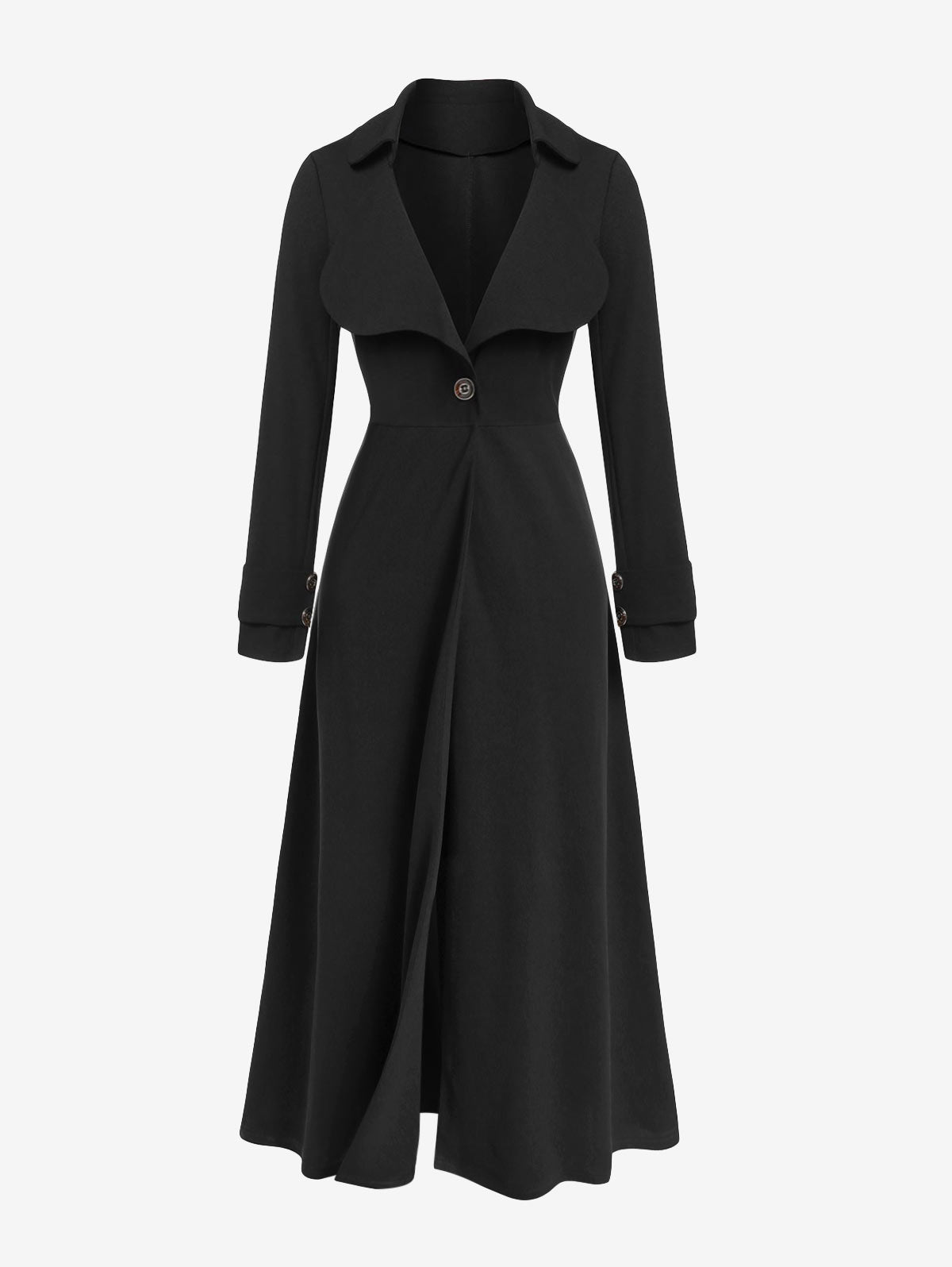 Plus Size Mock Button Turn Down Collar Maxi Coat