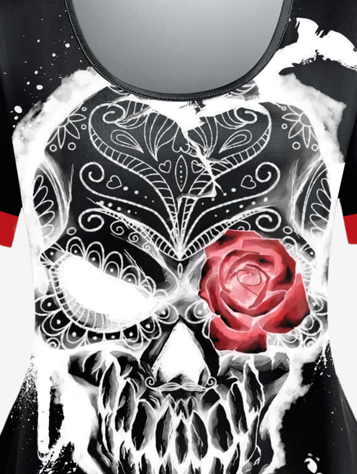 Gothic Skull Rose Printed Tee