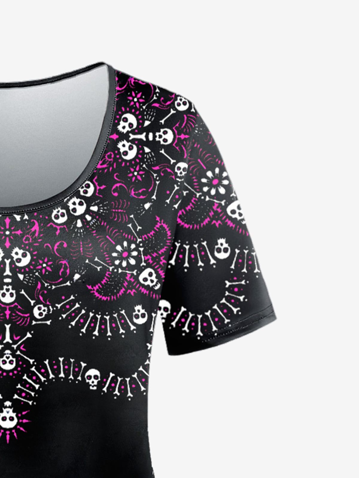 Gothic Skull Skeleton Print T-shirt